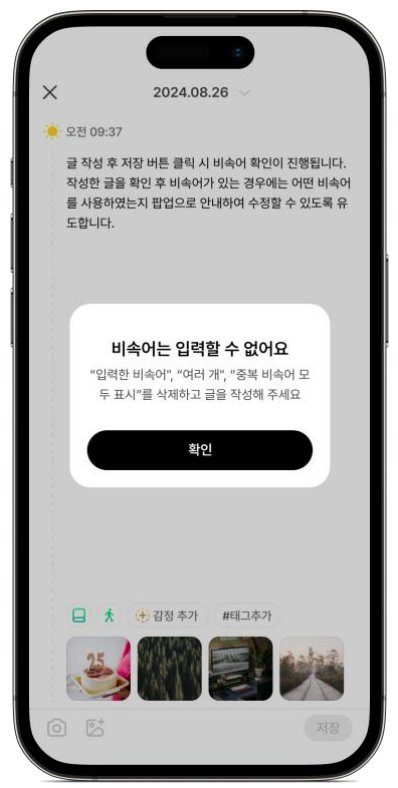 비속어 입력 제한 화면